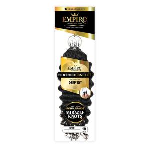 Sensationnel Empire Feather Crochet Braiding Hair – Deep Humanhair for Boho Braids and Miracle Knots Pre Separated 50 strands (10 inch, 1 JETBLACK)(2 DARKBROWN)
