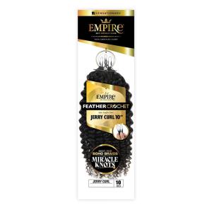 Sensationnel Empire Feather Crochet Braiding Hair – Jerry Curl Humanhair for Boho Braids and Miracle Knots Pre Separated 50 strands (10 inch, 1 JETBLACK)(1 JETBLACK)