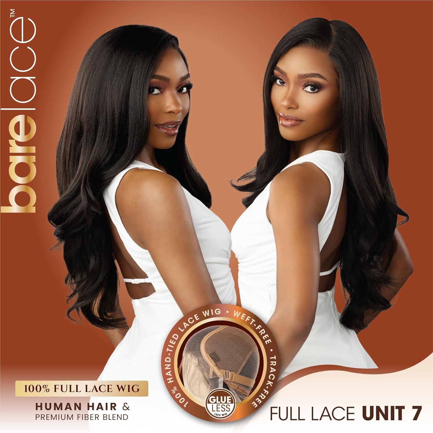 imageSensationnel Bare Lace Fulllace Wig Unit 7 Human Hair Blend All Lacefrontal Glueless Synthetic 180 Degree Preplucked Hairline 1 JETBLACK1B OFFBLACK