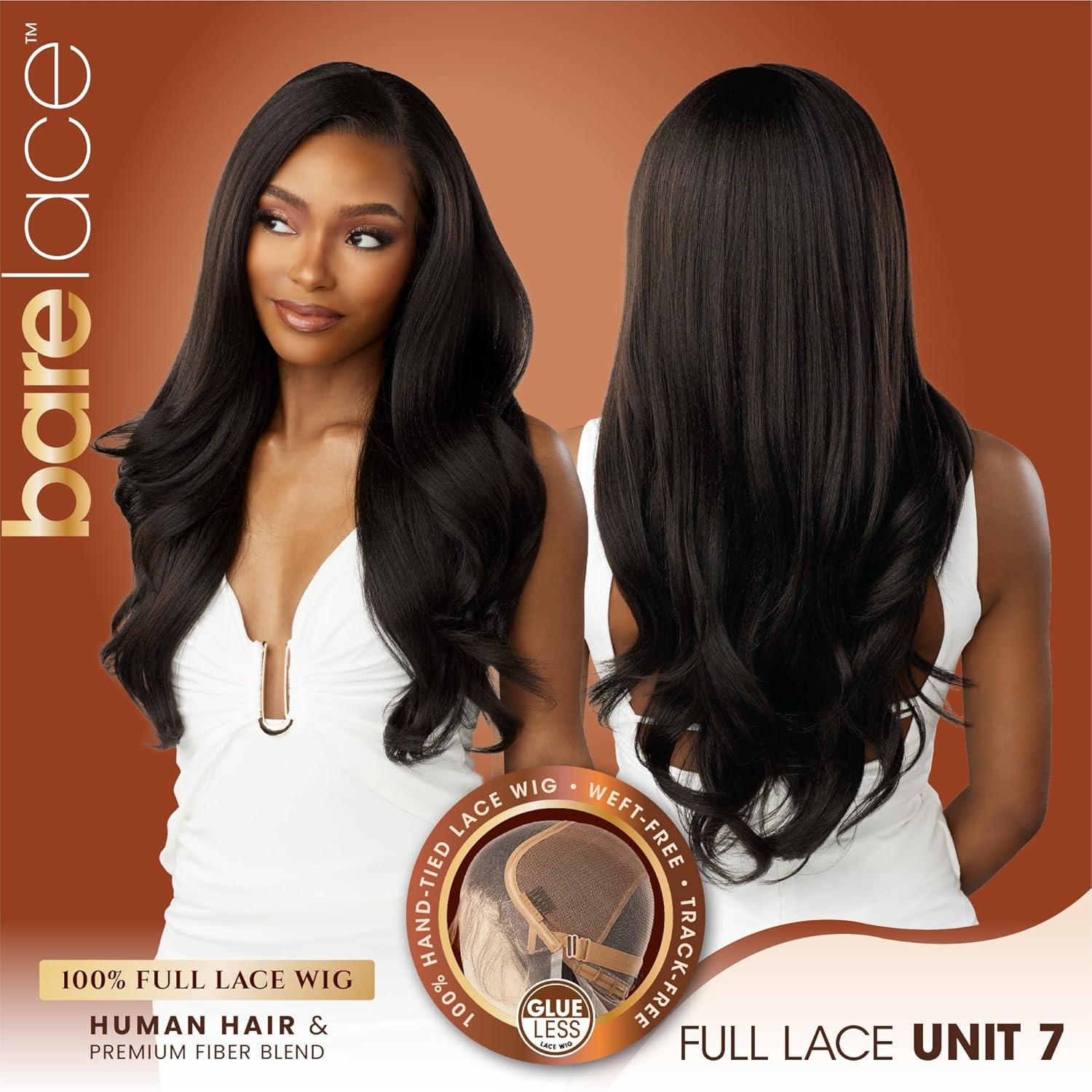 imageSensationnel Bare Lace Fulllace Wig Unit 7 Human Hair Blend All Lacefrontal Glueless Synthetic 180 Degree Preplucked Hairline 1 JETBLACKCHBLONDE