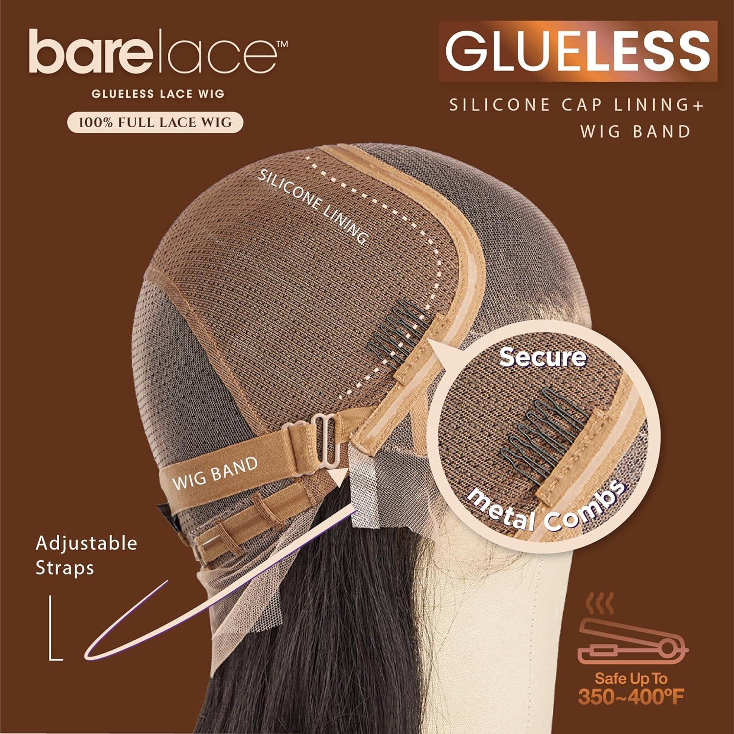 imageSensationnel Bare Lace Fulllace Wig Unit 7 Human Hair Blend All Lacefrontal Glueless Synthetic 180 Degree Preplucked Hairline 1 JETBLACKCHBLONDE