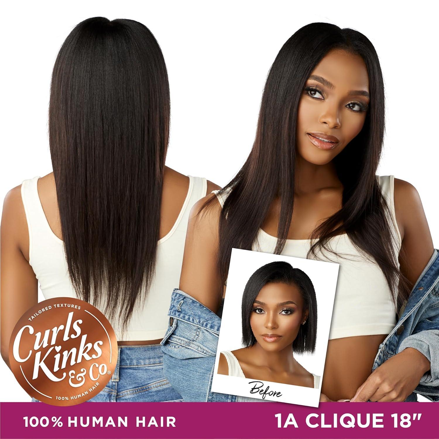 imageSensationnel Curls Kinksandco Clip in 1a Clique 18 inch Humanhair 9 Piece Pack Easy to Use Clips for Natural 3c to 4c hair NATURALNATURAL
