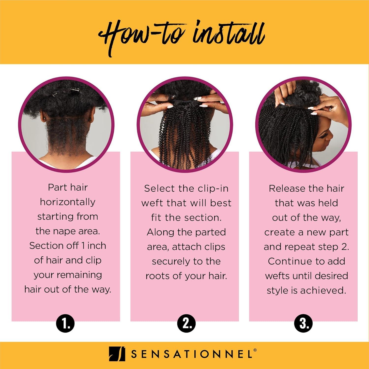 imageSensationnel Curls Kinksandco Clip in 1a Clique 18 inch Humanhair 9 Piece Pack Easy to Use Clips for Natural 3c to 4c hair NATURALNATURAL