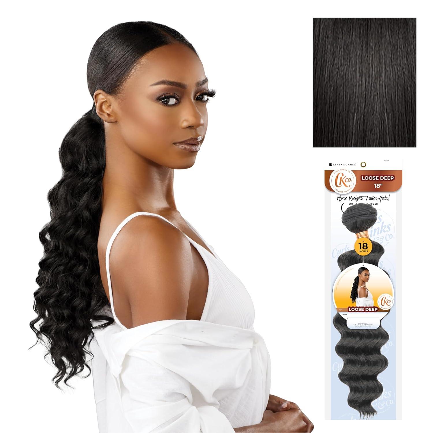imageSensationnel Curls Kinksandco Synthetic Bundles Loose Deep Quick Weave Hair or Pony Styles for Natural 3c to 4c Textures 18 inch 1 JETBLACK1B OFFBLACK