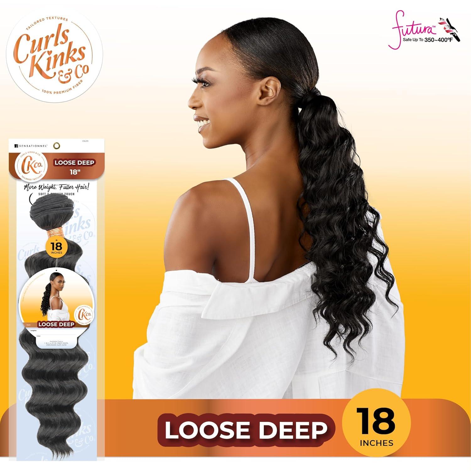 imageSensationnel Curls Kinksandco Synthetic Bundles Loose Deep Quick Weave Hair or Pony Styles for Natural 3c to 4c Textures 18 inch 1 JETBLACK27 HONEYBLONDE