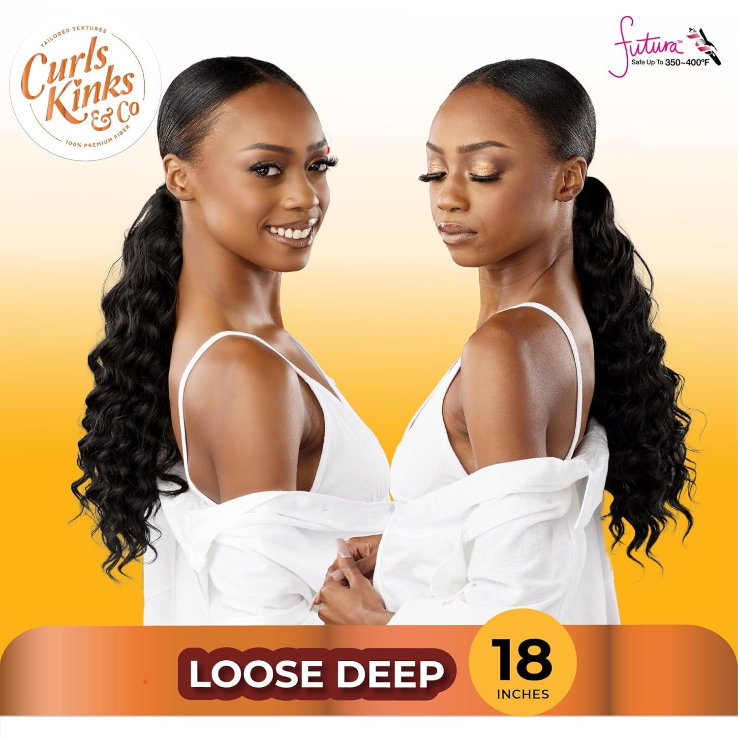 imageSensationnel Curls Kinksandco Synthetic Bundles Loose Deep Quick Weave Hair or Pony Styles for Natural 3c to 4c Textures 18 inch 1 JETBLACK4 MEDBROWN
