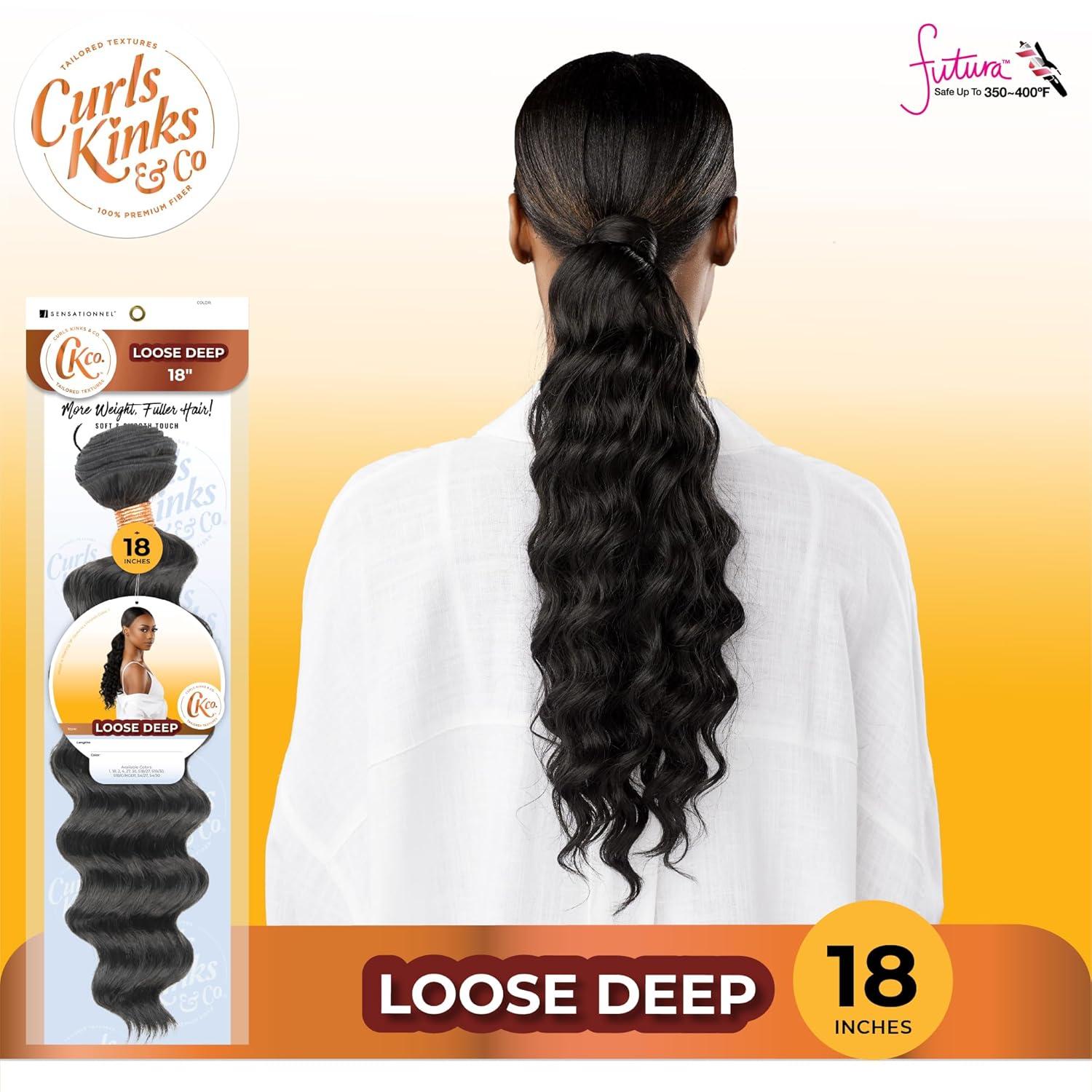 imageSensationnel Curls Kinksandco Synthetic Bundles Loose Deep Quick Weave Hair or Pony Styles for Natural 3c to 4c Textures 18 inch 1 JETBLACK4 MEDBROWN