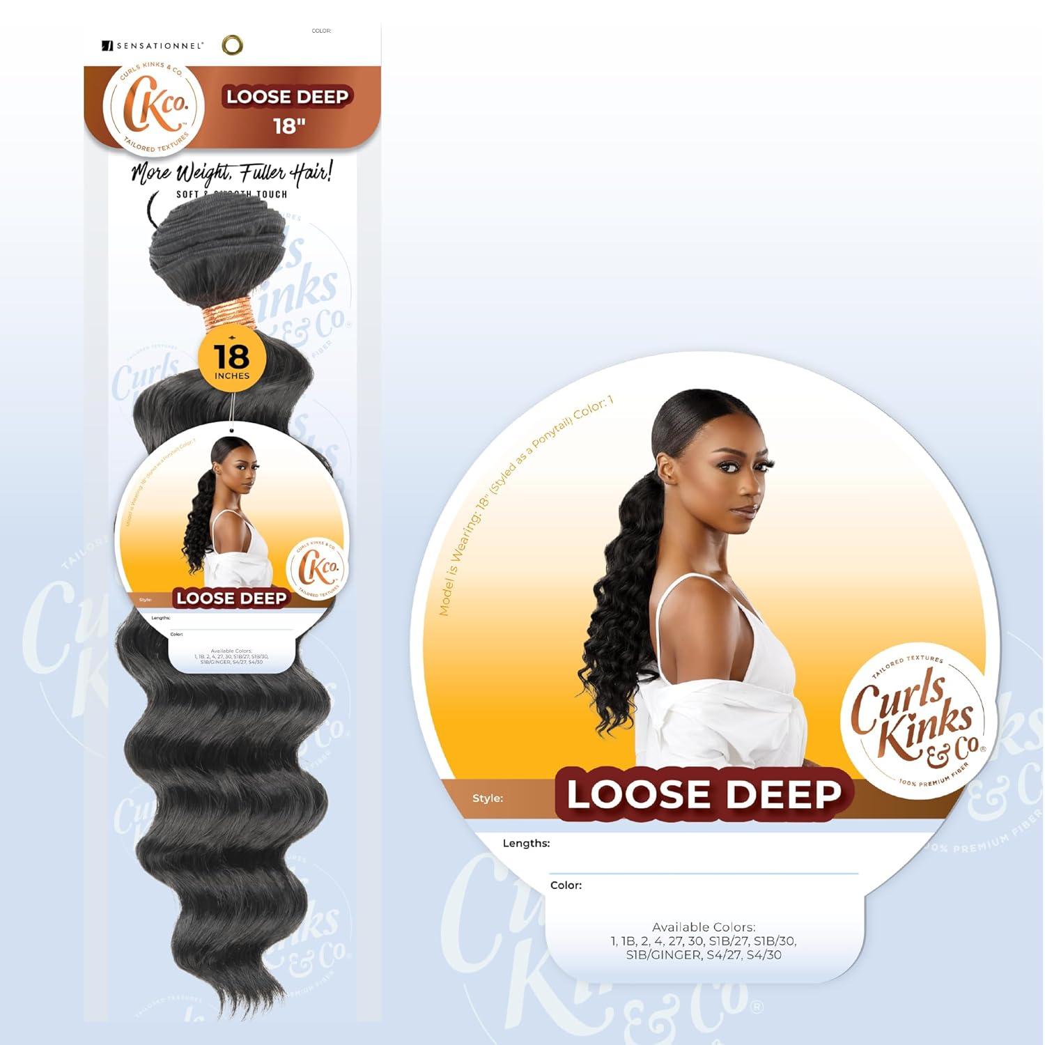 imageSensationnel Curls Kinksandco Synthetic Bundles Loose Deep Quick Weave Hair or Pony Styles for Natural 3c to 4c Textures 18 inch 1 JETBLACK4 MEDBROWN
