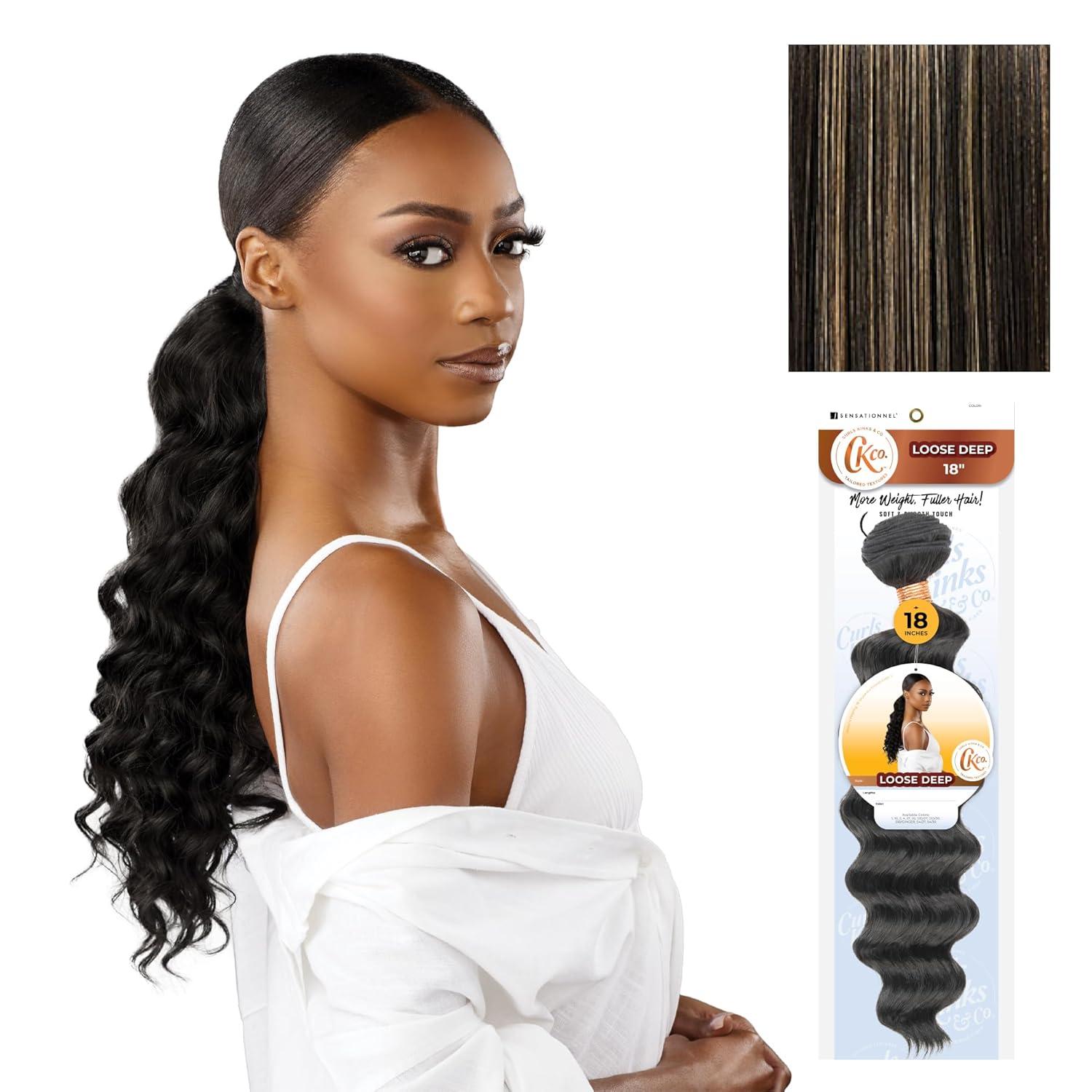 imageSensationnel Curls Kinksandco Synthetic Bundles Loose Deep Quick Weave Hair or Pony Styles for Natural 3c to 4c Textures 18 inch 1 JETBLACKS1B27