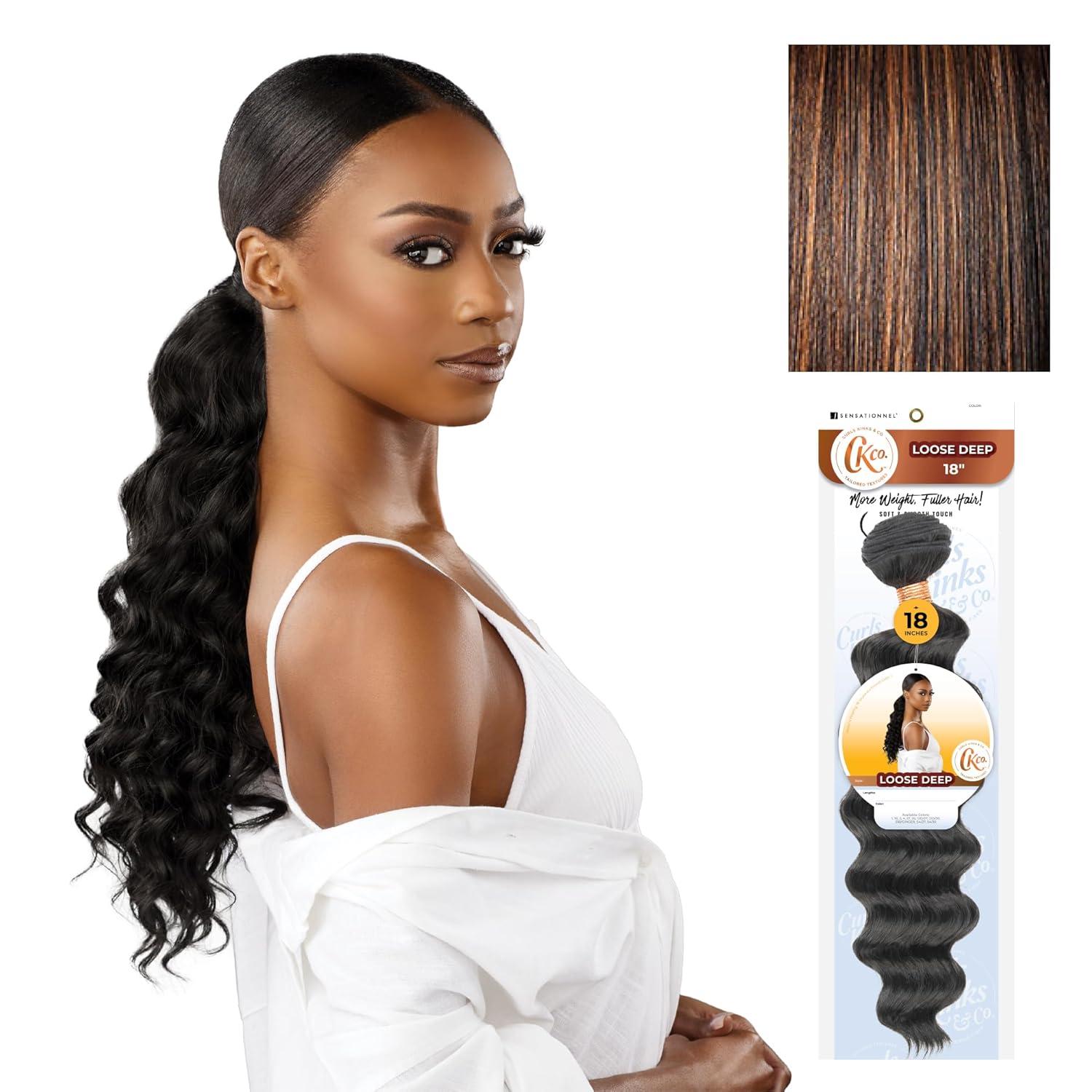 imageSensationnel Curls Kinksandco Synthetic Bundles Loose Deep Quick Weave Hair or Pony Styles for Natural 3c to 4c Textures 18 inch 1 JETBLACKS1B30