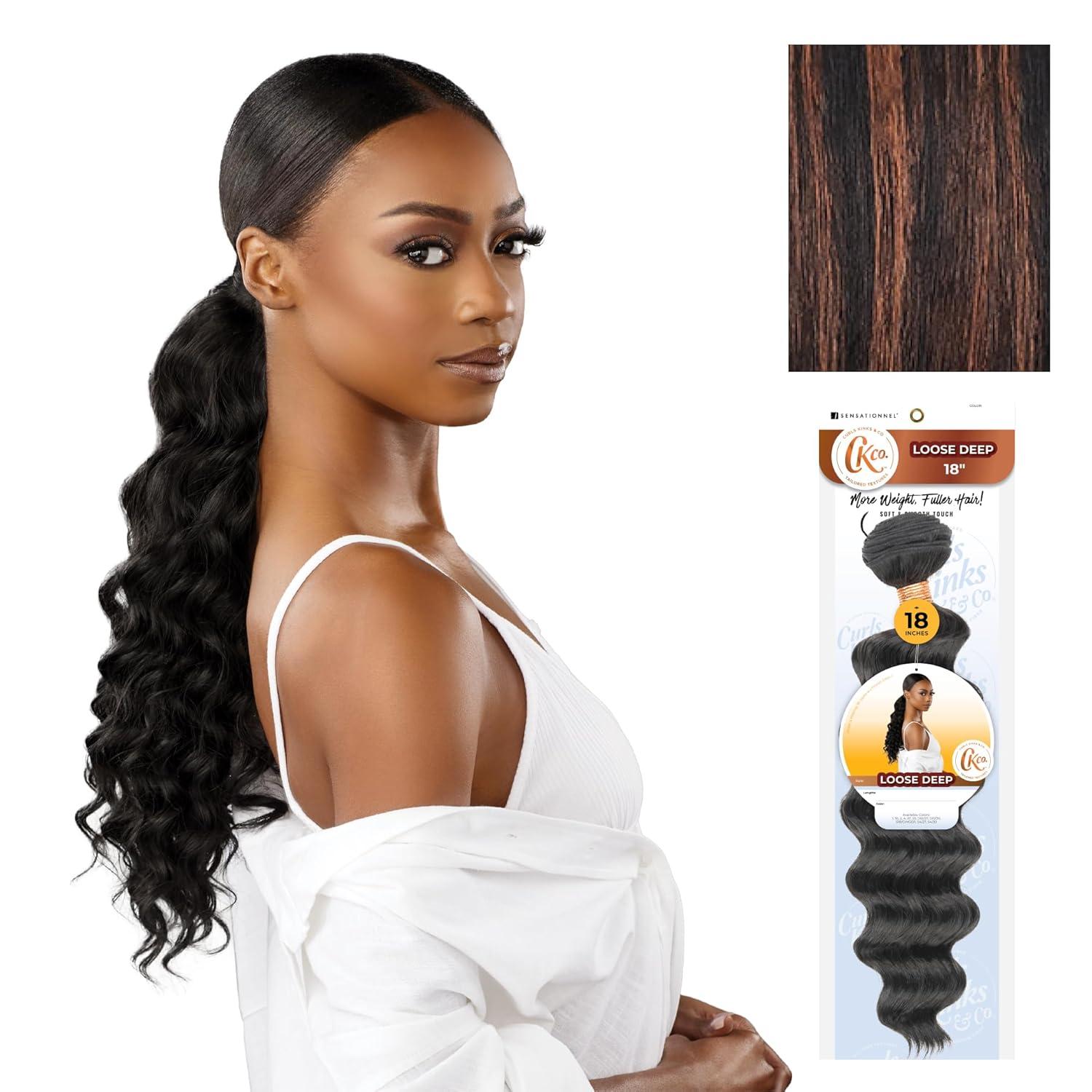 imageSensationnel Curls Kinksandco Synthetic Bundles Loose Deep Quick Weave Hair or Pony Styles for Natural 3c to 4c Textures 18 inch 1 JETBLACKS1BGINGER