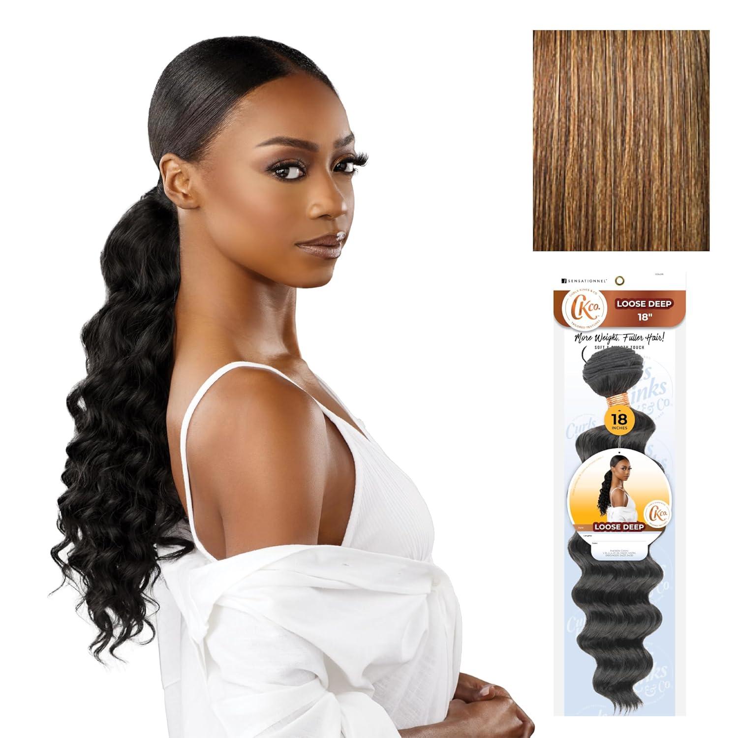 imageSensationnel Curls Kinksandco Synthetic Bundles Loose Deep Quick Weave Hair or Pony Styles for Natural 3c to 4c Textures 18 inch 1 JETBLACKS427