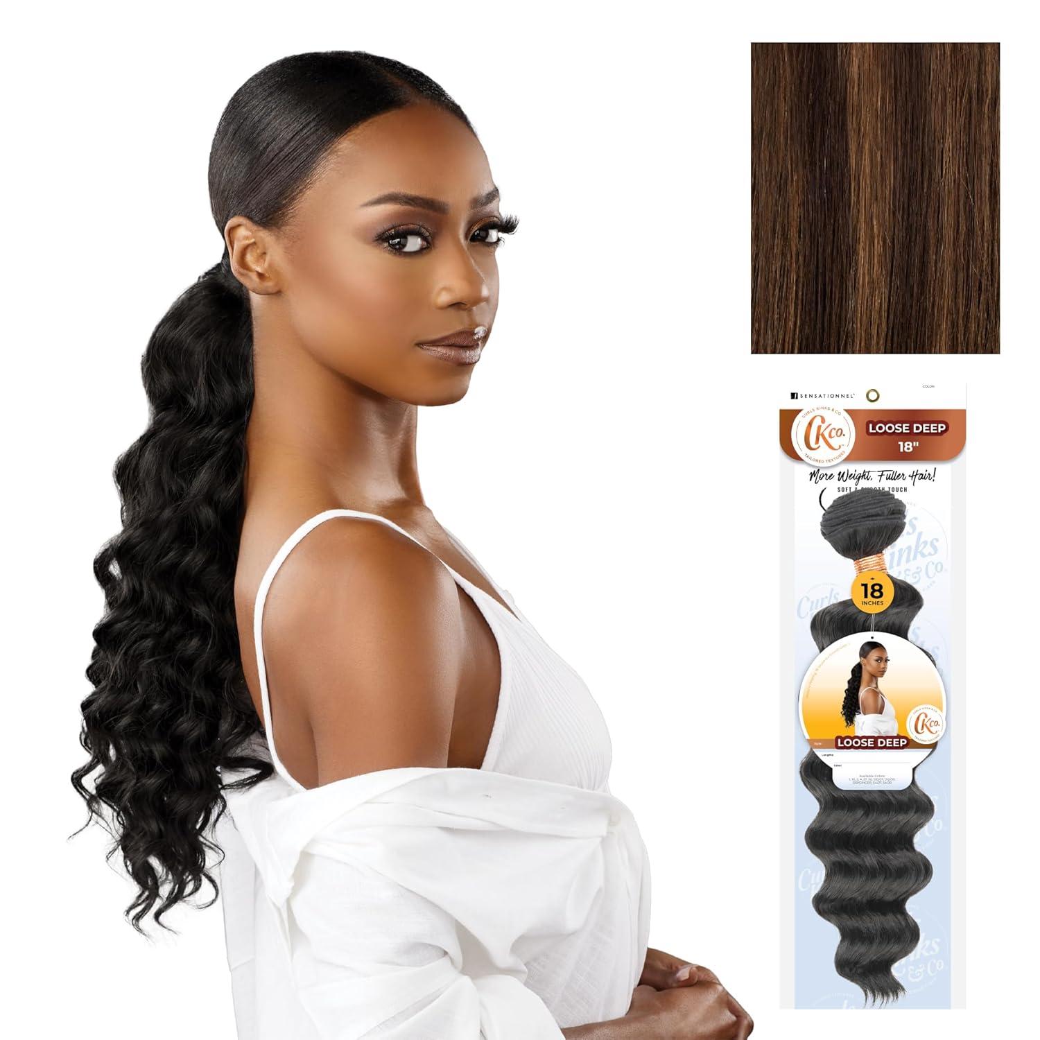 imageSensationnel Curls Kinksandco Synthetic Bundles Loose Deep Quick Weave Hair or Pony Styles for Natural 3c to 4c Textures 18 inch 1 JETBLACKS430