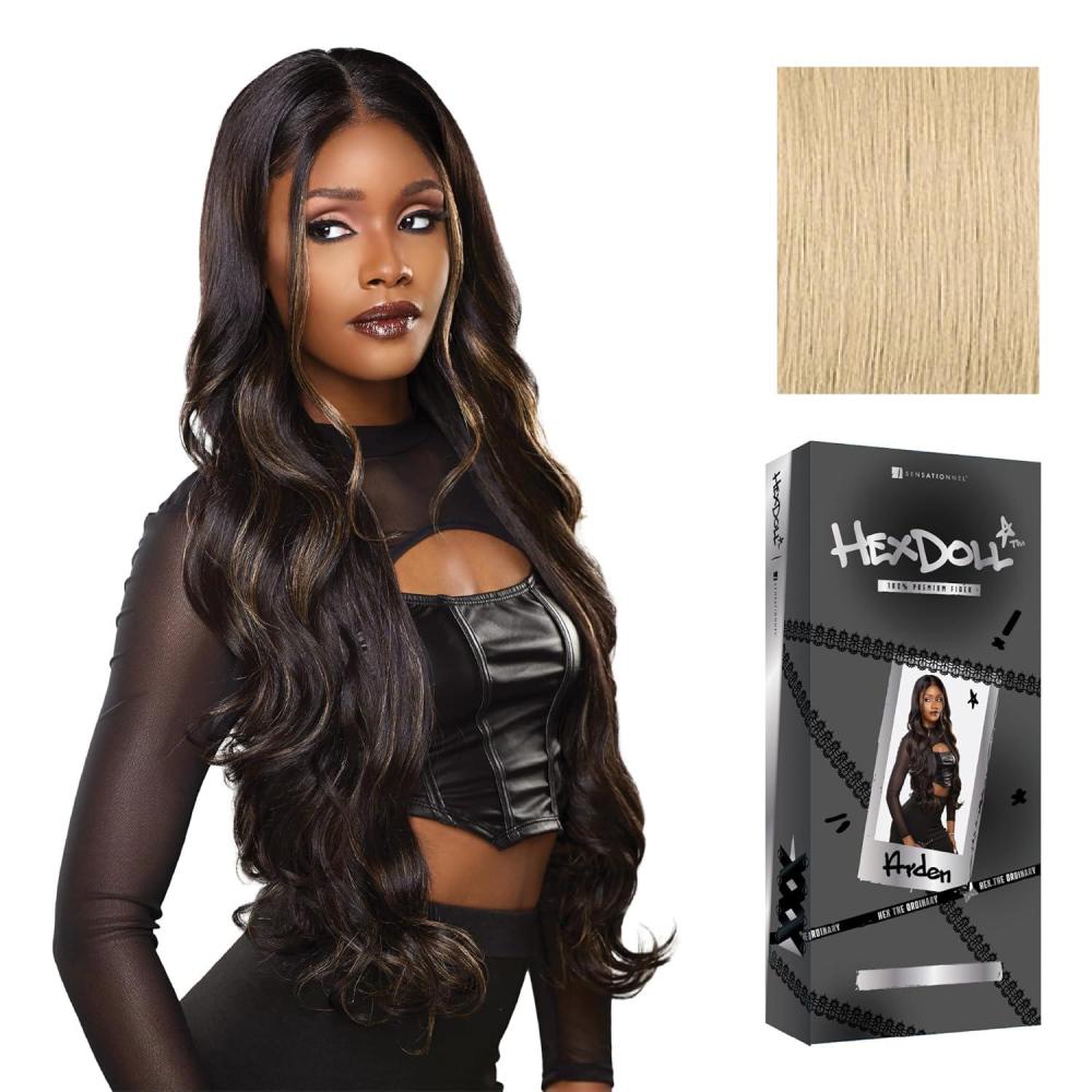 imageSensationnel HexDoll 13X4 Lace Wig Arden Lacefrontal Glueless Synthetic with Natural Density Preplucked Hairline 1 JETBLACKBEIGEBLONDE