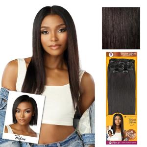 Sensationnel Curls Kinksandco Clip in – 1a Clique 18 inch Humanhair 9 Piece Pack Easy to Use Clips for Natural 3c to 4c hair (NATURAL)(NATURAL)