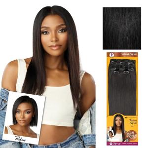 Sensationnel Curls Kinksandco Clip in – 1a Clique 18 inch Humanhair 9 Piece Pack Easy to Use Clips for Natural 3c to 4c hair (NATURAL)(NATURAL/BLACK)