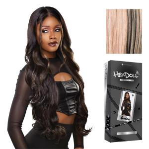 Sensationnel HexDoll 13X4 Lace Wig – Arden Lacefrontal Glueless Synthetic with Natural Density Preplucked Hairline (1 JETBLACK)(BALAYAGECHARCOALROSE)