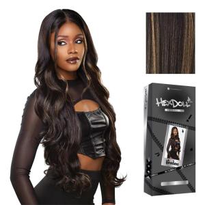 Sensationnel HexDoll 13X4 Lace Wig – Arden Lacefrontal Glueless Synthetic with Natural Density Preplucked Hairline (1 JETBLACK)(BALAYAGEGOLD)