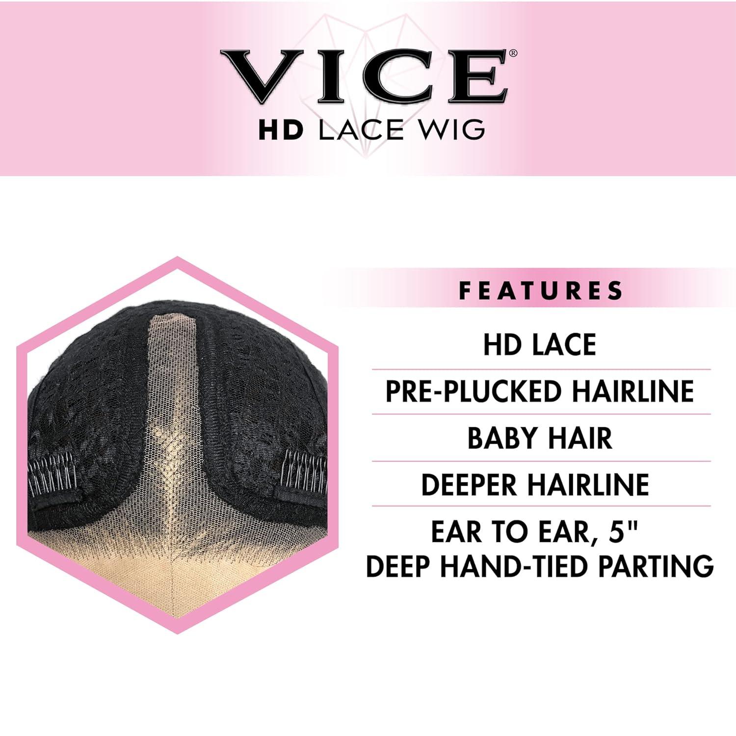 imageSensationnel Vice Lace Front Wigs Unit 12 5 Inch Deep Part Synthetic Preplucked Hairline 1B OFFBLACK