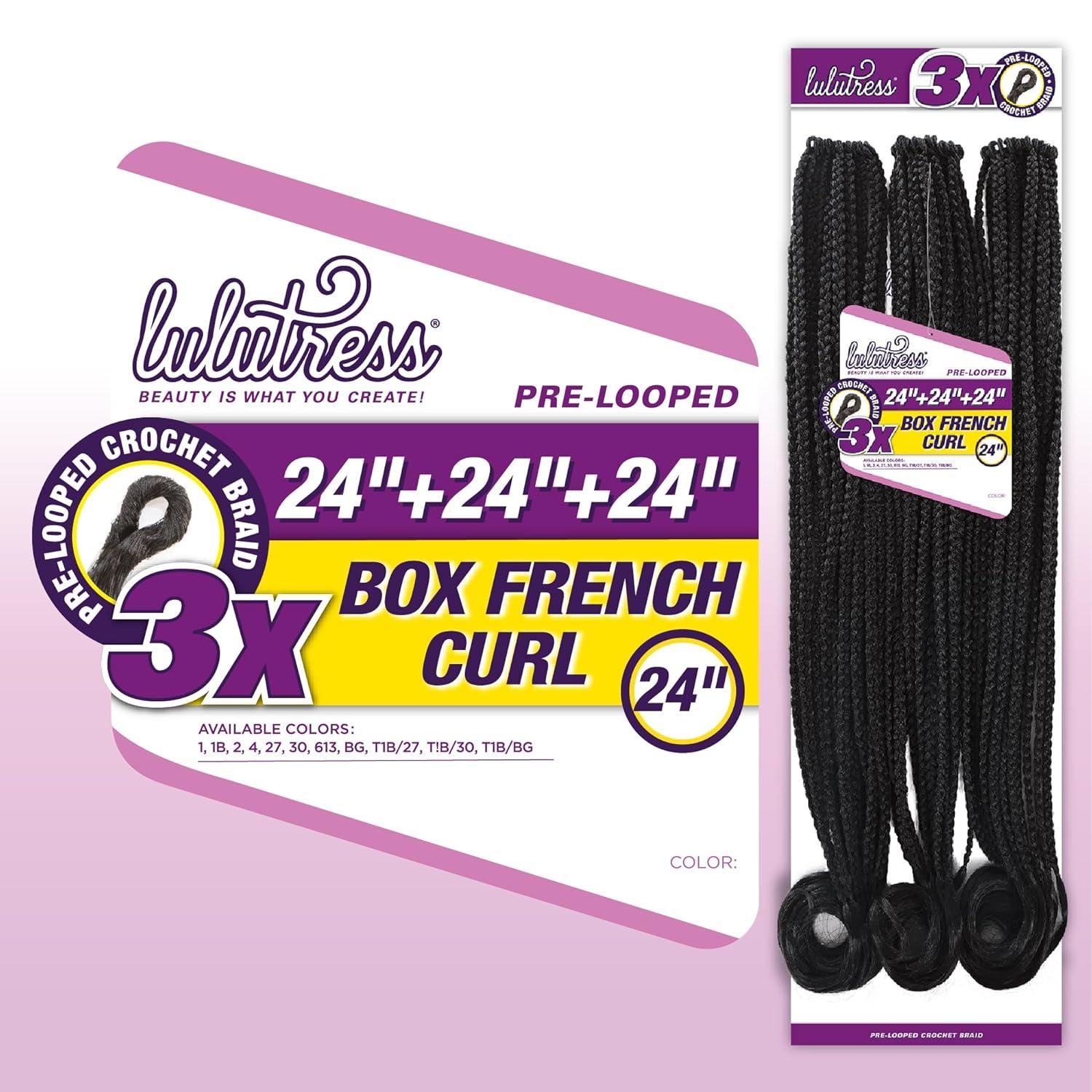 imageSensationnel Lulutress crochet braiding hair 3x box french curl 24 inch pre made diy all kanekalon synthetic locs twists 1 pack 1 JETBLACK1 JETBLACK