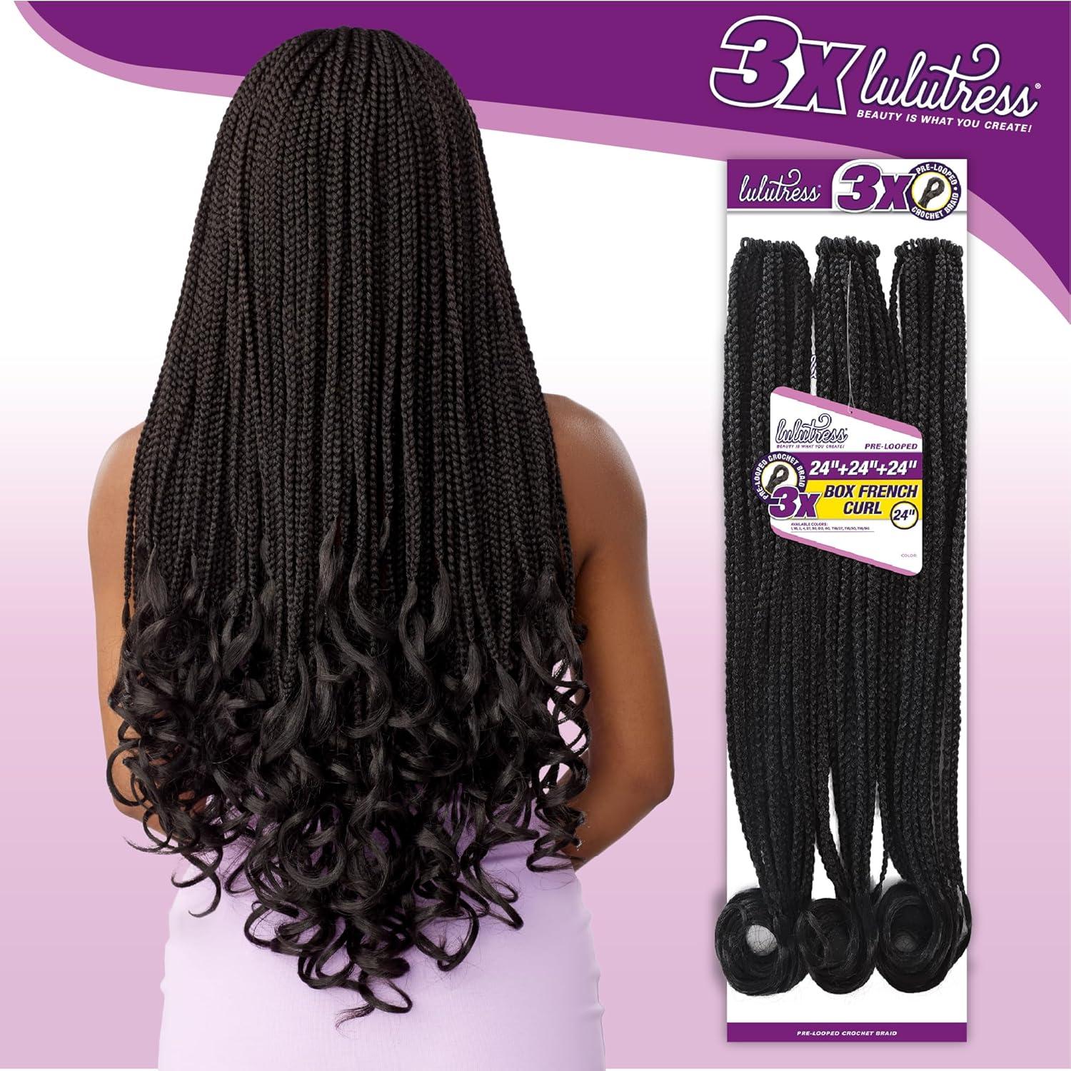 imageSensationnel Lulutress crochet braiding hair 3x box french curl 24 inch pre made diy all kanekalon synthetic locs twists 1 pack 1 JETBLACKBG BURGANDY