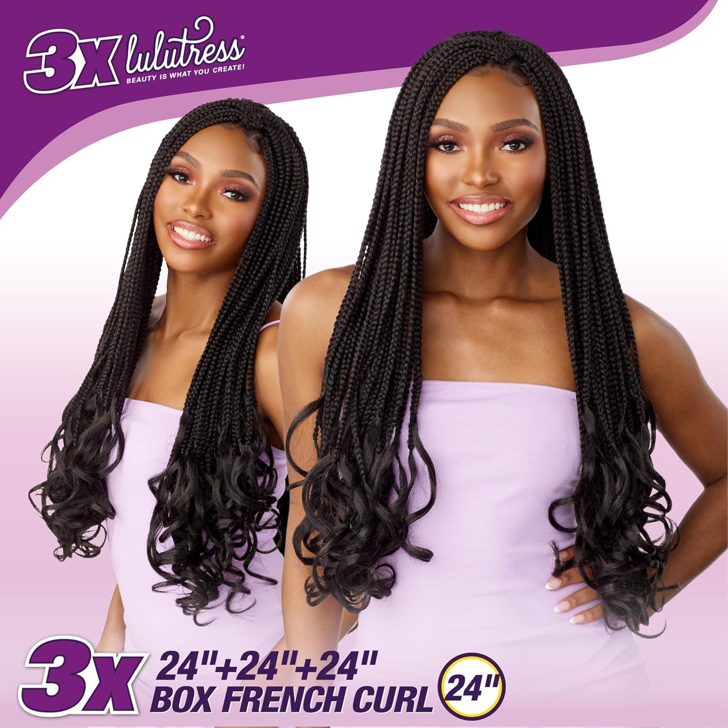 imageSensationnel Lulutress crochet braiding hair 3x box french curl 24 inch pre made diy all kanekalon synthetic locs twists 1 pack 1 JETBLACKBG BURGANDY
