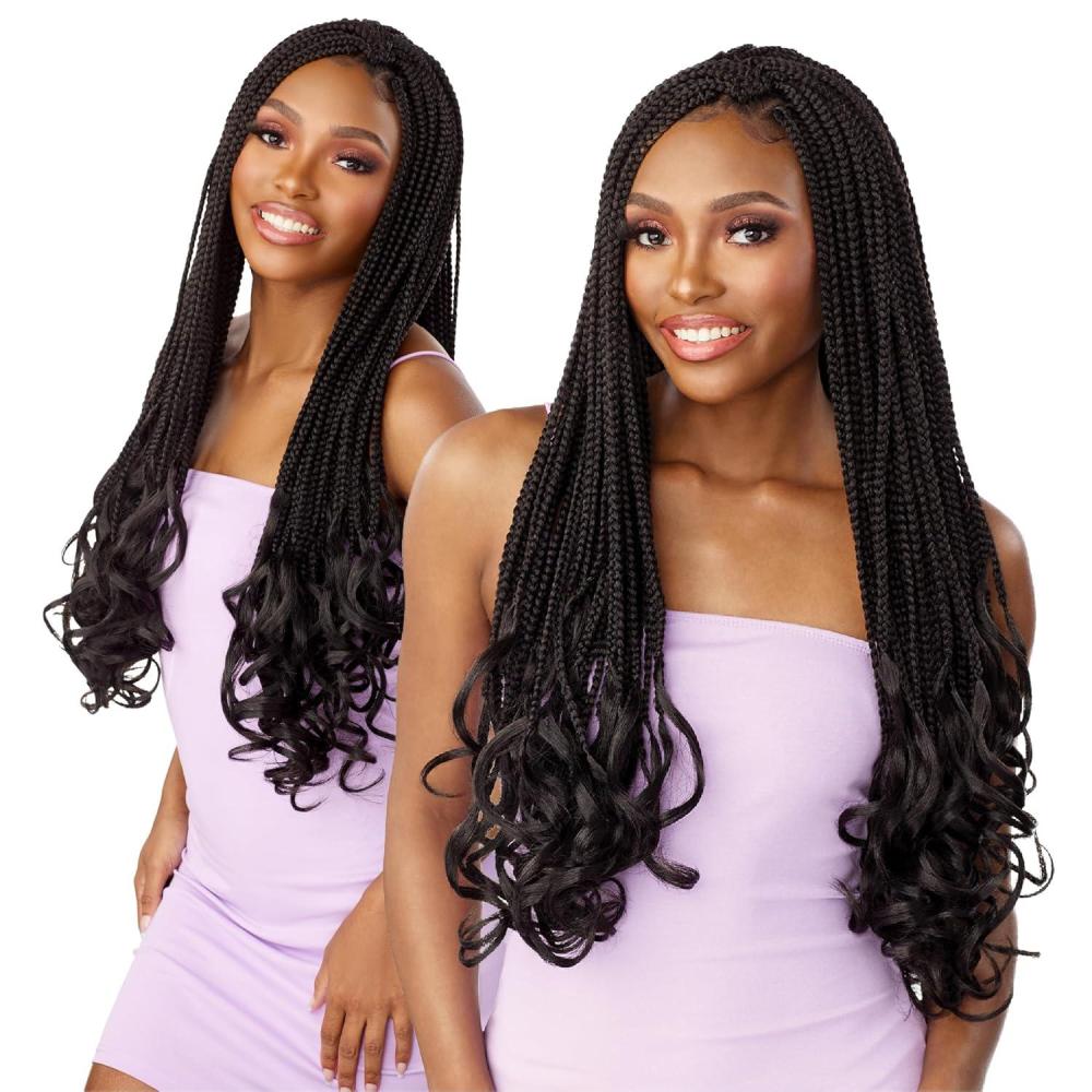 imageSensationnel Lulutress crochet braiding hair 3x box french curl 24 inch pre made diy all kanekalon synthetic locs twists 1 pack 1 JETBLACKBG BURGANDY