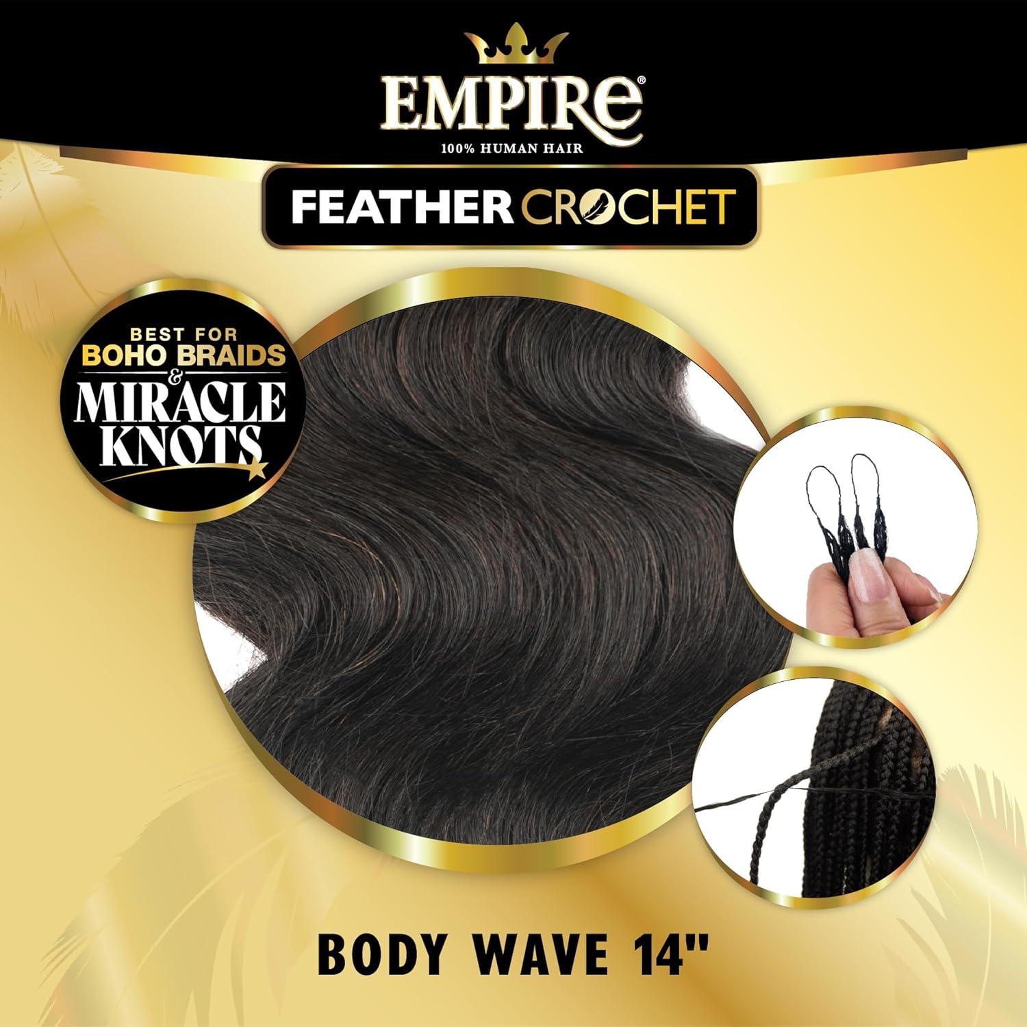 imageSensationnel Empire Feather Crochet Braiding Hair Body Wave Humanhair for Boho Braids and Miracle Knots Pre Separated 50 strands 10 inch 1 JETBLACK2 DARKBROWN