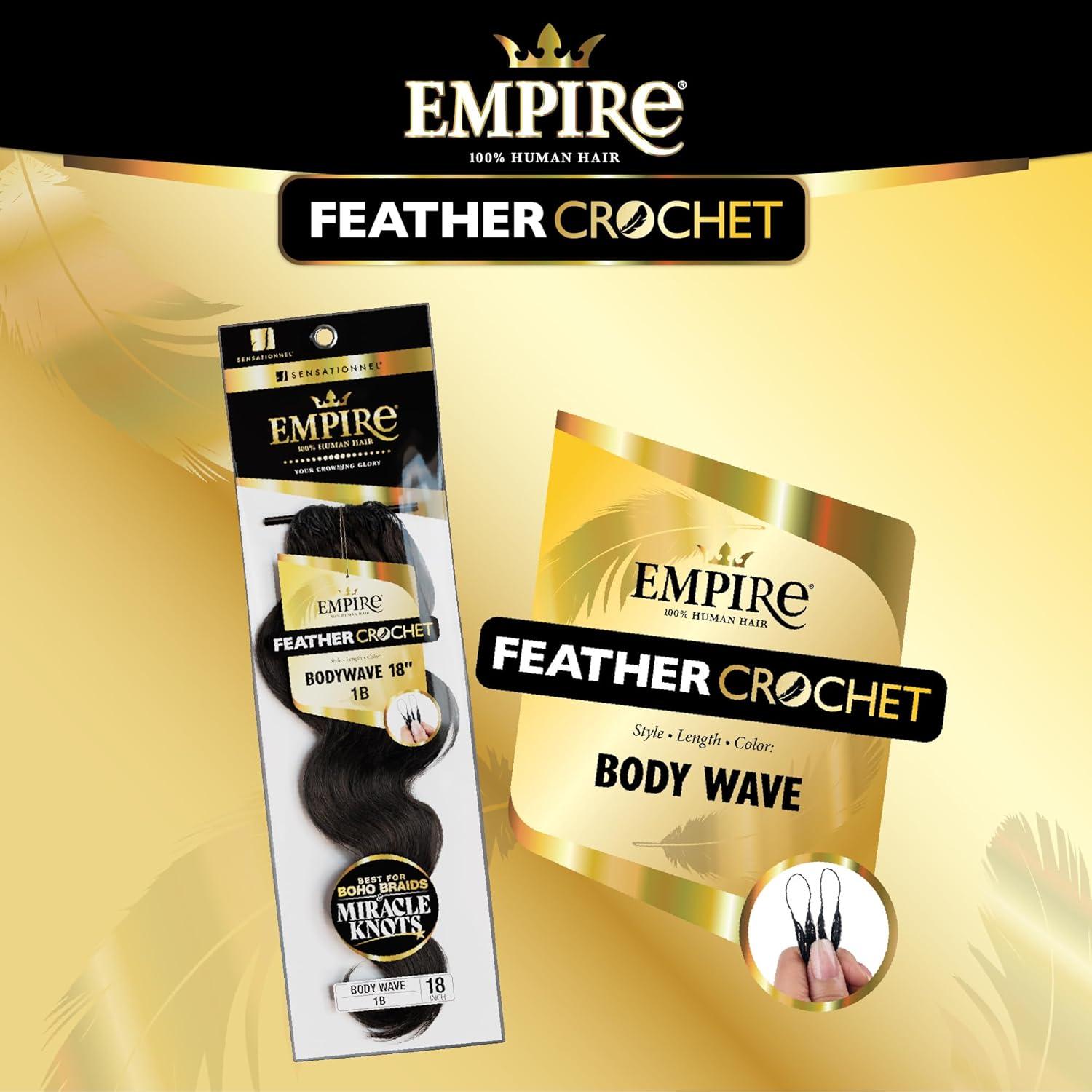 imageSensationnel Empire Feather Crochet Braiding Hair Body Wave Humanhair for Boho Braids and Miracle Knots Pre Separated 50 strands 10 inch 1 JETBLACKS430