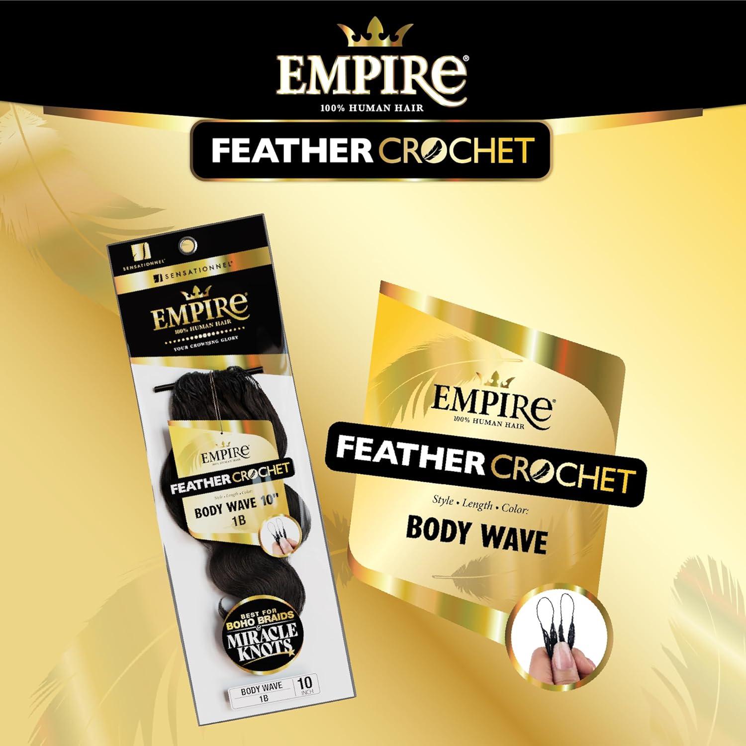 imageSensationnel Empire Feather Crochet Braiding Hair Body Wave Humanhair for Boho Braids and Miracle Knots Pre Separated 50 strands 10 inch 1 JETBLACKS430