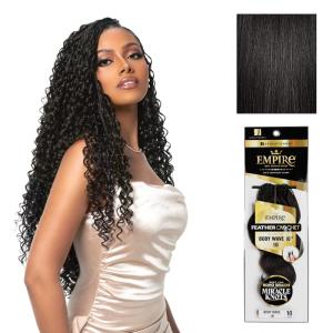 Sensationnel Empire Feather Crochet Braiding Hair – Body Wave Humanhair for Boho Braids and Miracle Knots Pre Separated 50 strands (10 inch, 1 JETBLACK)(1B OFFBLACK)