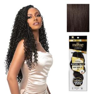 Sensationnel Empire Feather Crochet Braiding Hair – Body Wave Humanhair for Boho Braids and Miracle Knots Pre Separated 50 strands (10 inch, 1 JETBLACK)(2 DARKBROWN)