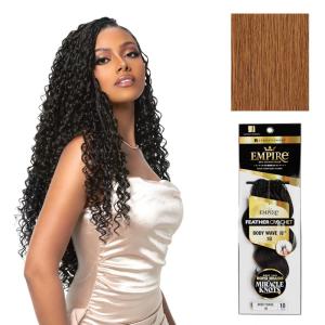 Sensationnel Empire Feather Crochet Braiding Hair – Body Wave Humanhair for Boho Braids and Miracle Knots Pre Separated 50 strands (10 inch, 1 JETBLACK)(30 LIGHTAUBURN)