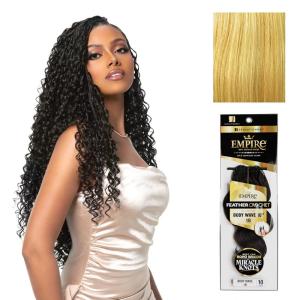Sensationnel Empire Feather Crochet Braiding Hair – Body Wave Humanhair for Boho Braids and Miracle Knots Pre Separated 50 strands (10 inch, 1 JETBLACK)(S27/613)