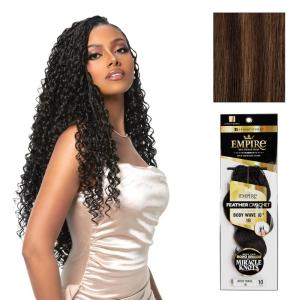 Sensationnel Empire Feather Crochet Braiding Hair – Body Wave Humanhair for Boho Braids and Miracle Knots Pre Separated 50 strands (10 inch, 1 JETBLACK)(S4/30)