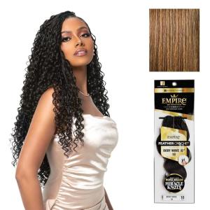 Sensationnel Empire Feather Crochet Braiding Hair – Body Wave Humanhair for Boho Braids and Miracle Knots Pre Separated 50 strands (10 inch, 1 JETBLACK)(S4/27)