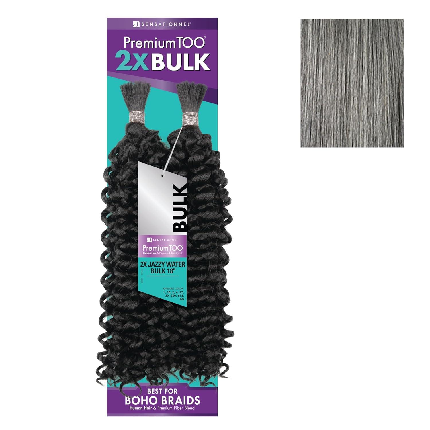 imageSensationnel PremToo Bulk Weaving 2X Jazzy Water Human Hair Blend for Boho Knotless Box or Curly Loose Wave Styles 1 Pack 14 inch 1 JETBLACKM51