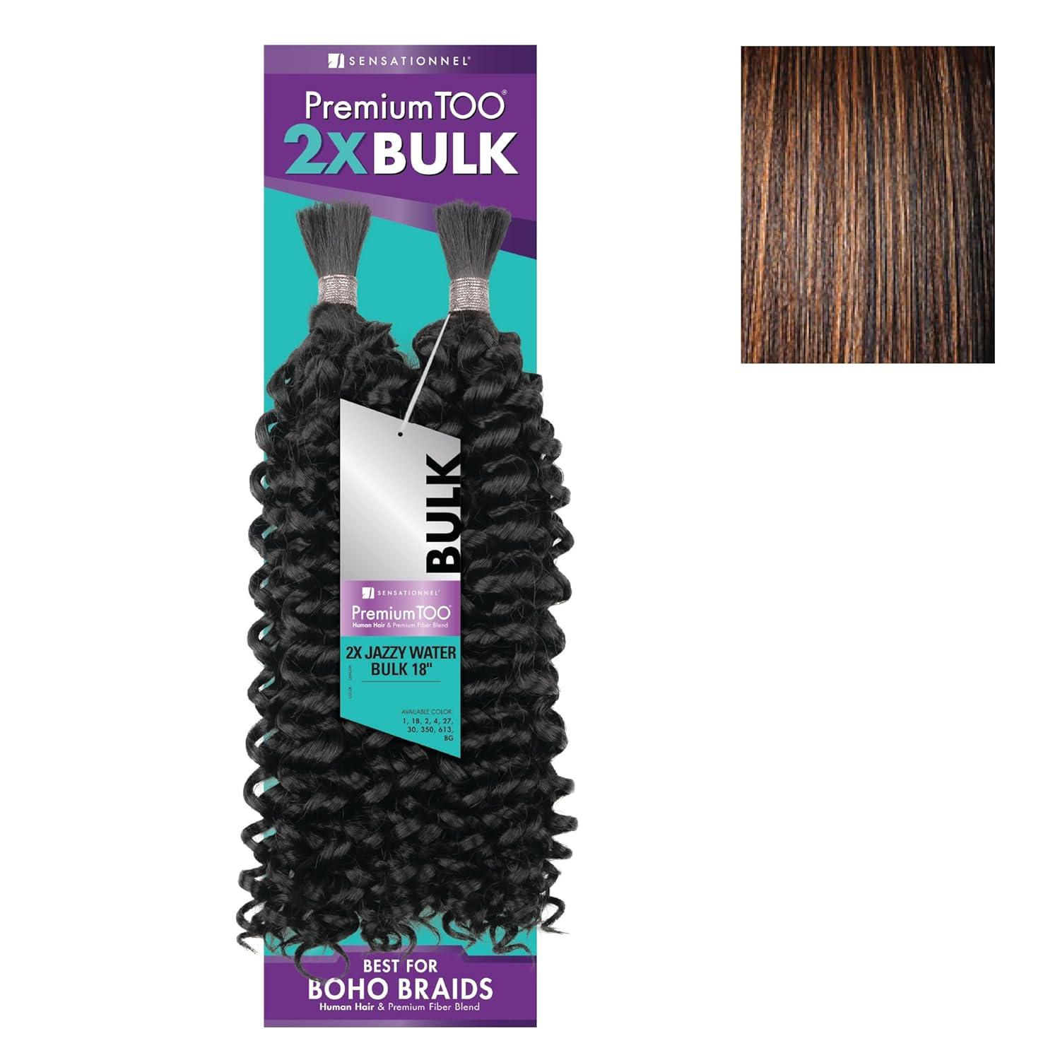 imageSensationnel PremToo Bulk Weaving 2X Jazzy Water Human Hair Blend for Boho Knotless Box or Curly Loose Wave Styles 1 Pack 14 inch 1 JETBLACKS1B30