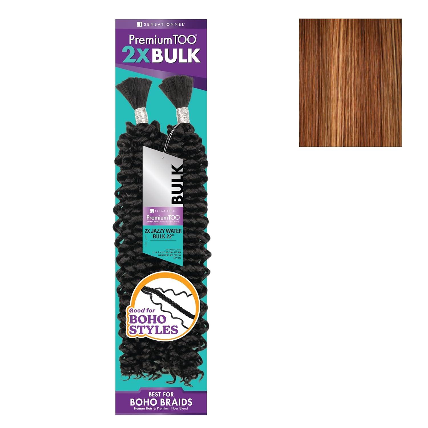 imageSensationnel PremToo Bulk Weaving 2X Jazzy Water Human Hair Blend for Boho Knotless Box or Curly Loose Wave Styles 1 Pack 14 inch 1 JETBLACKS2730