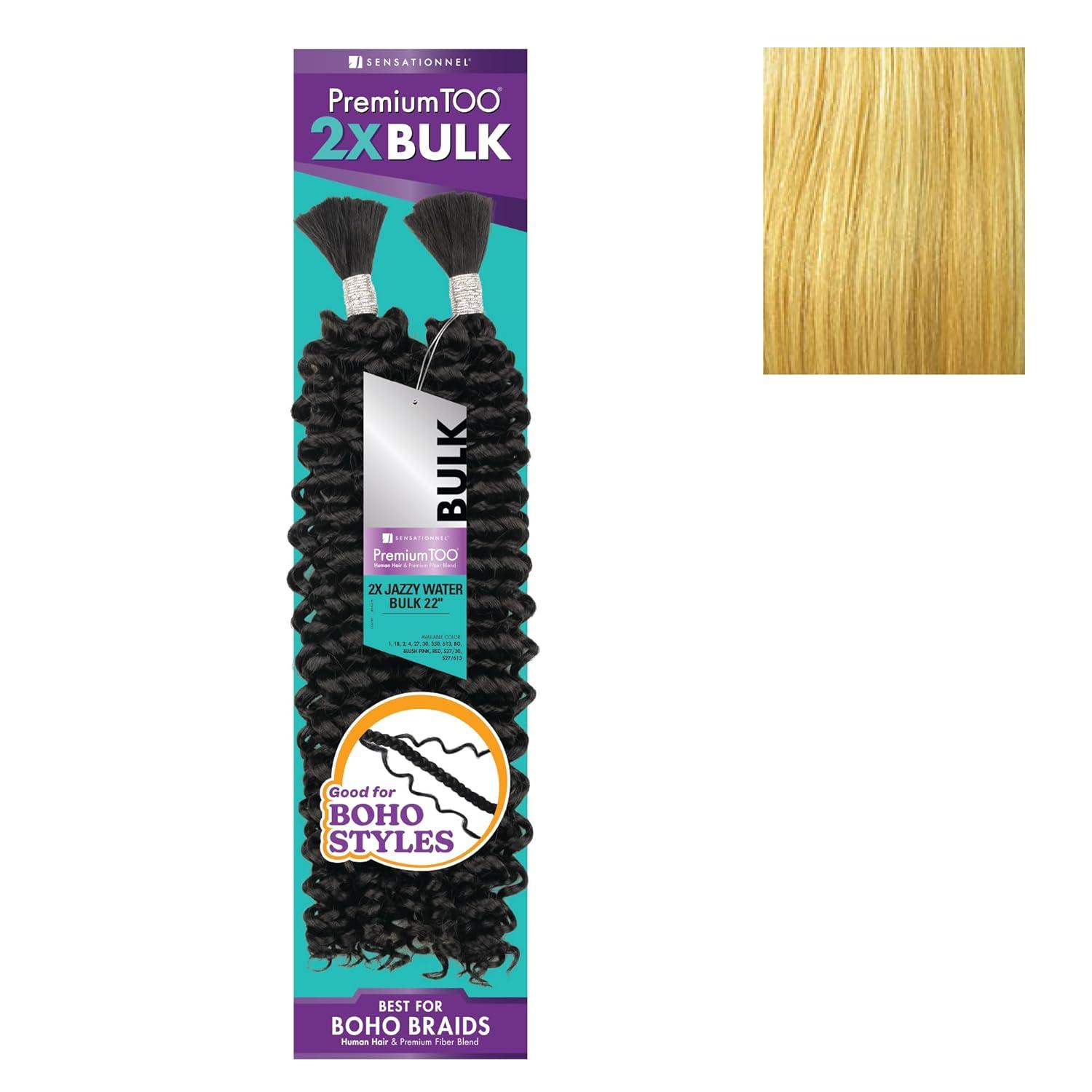 imageSensationnel PremToo Bulk Weaving 2X Jazzy Water Human Hair Blend for Boho Knotless Box or Curly Loose Wave Styles 1 Pack 14 inch 1 JETBLACKS27613