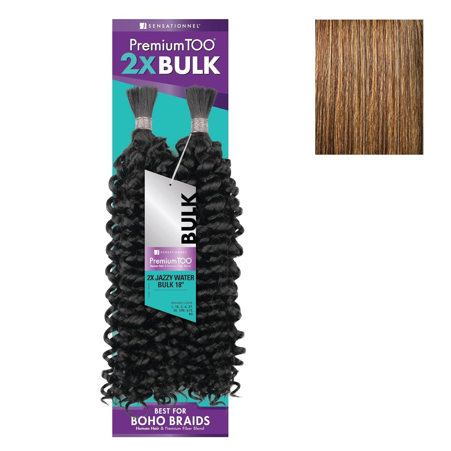 imageSensationnel PremToo Bulk Weaving 2X Jazzy Water Human Hair Blend for Boho Knotless Box or Curly Loose Wave Styles 1 Pack 14 inch 1 JETBLACKS427