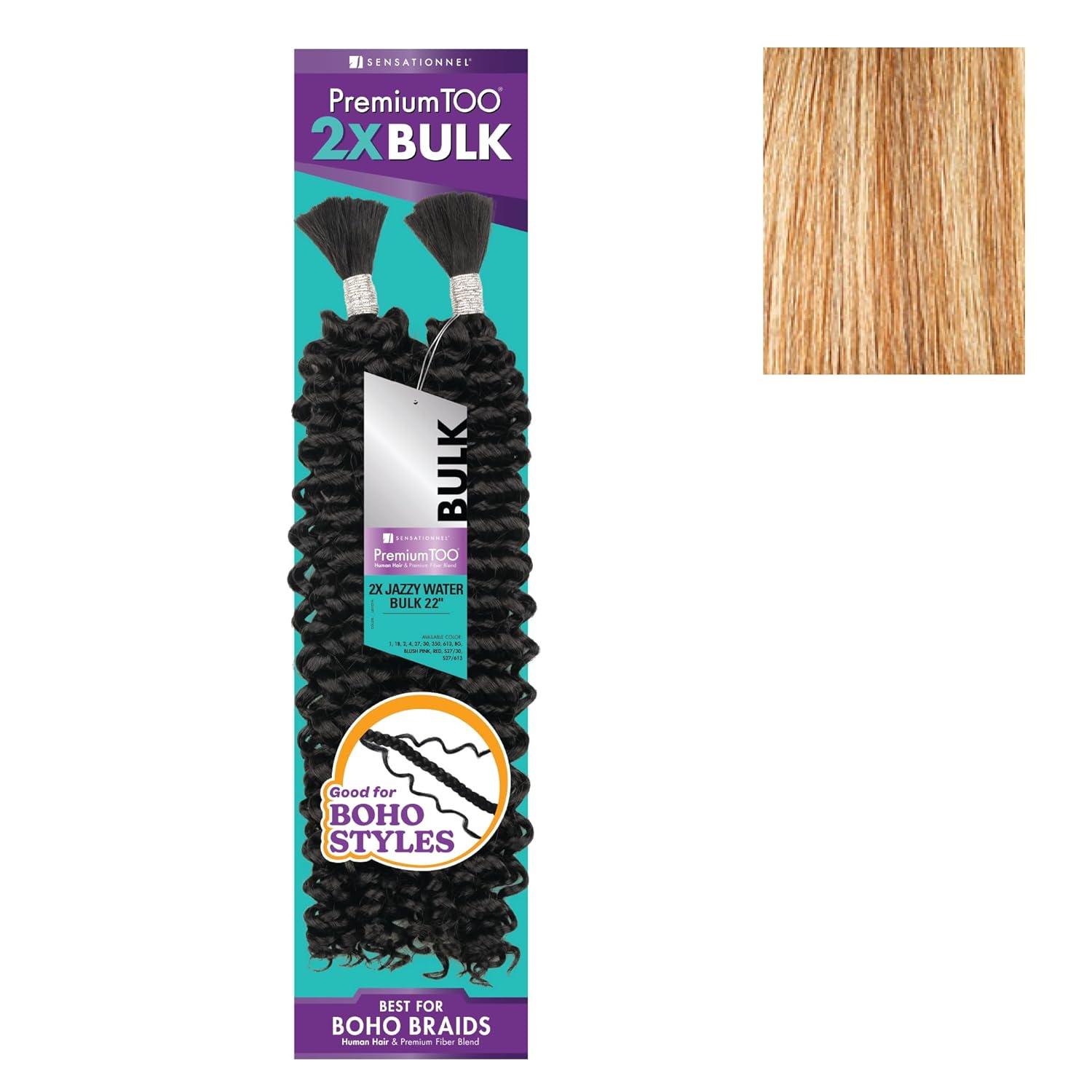 imageSensationnel PremToo Bulk Weaving 2X Jazzy Water Human Hair Blend for Boho Knotless Box or Curly Loose Wave Styles 1 Pack 14 inch 1 JETBLACKS42730