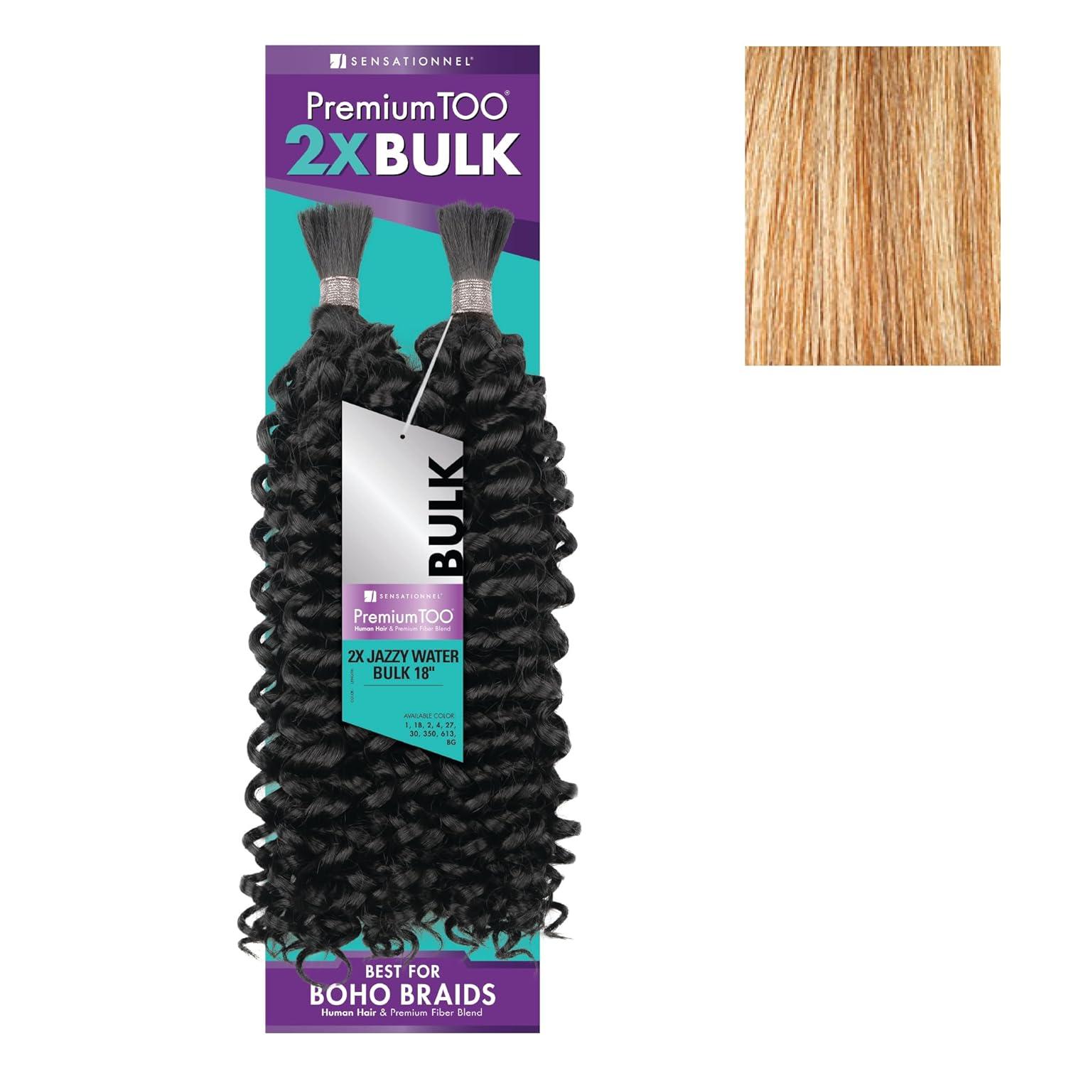 imageSensationnel PremToo Bulk Weaving 2X Jazzy Water Human Hair Blend for Boho Knotless Box or Curly Loose Wave Styles 1 Pack 14 inch 1 JETBLACKS42730