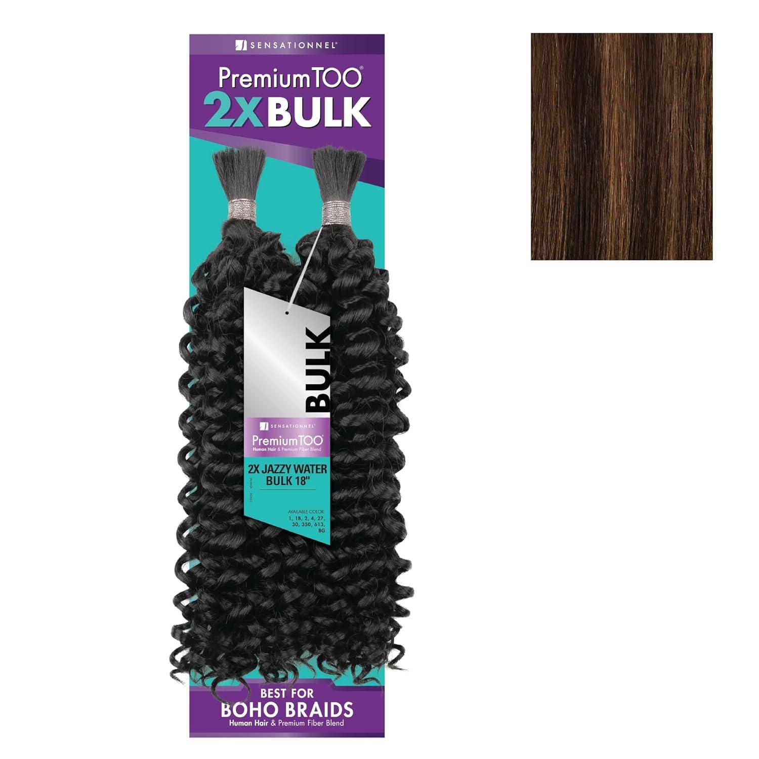 imageSensationnel PremToo Bulk Weaving 2X Jazzy Water Human Hair Blend for Boho Knotless Box or Curly Loose Wave Styles 1 Pack 14 inch 1 JETBLACKS430