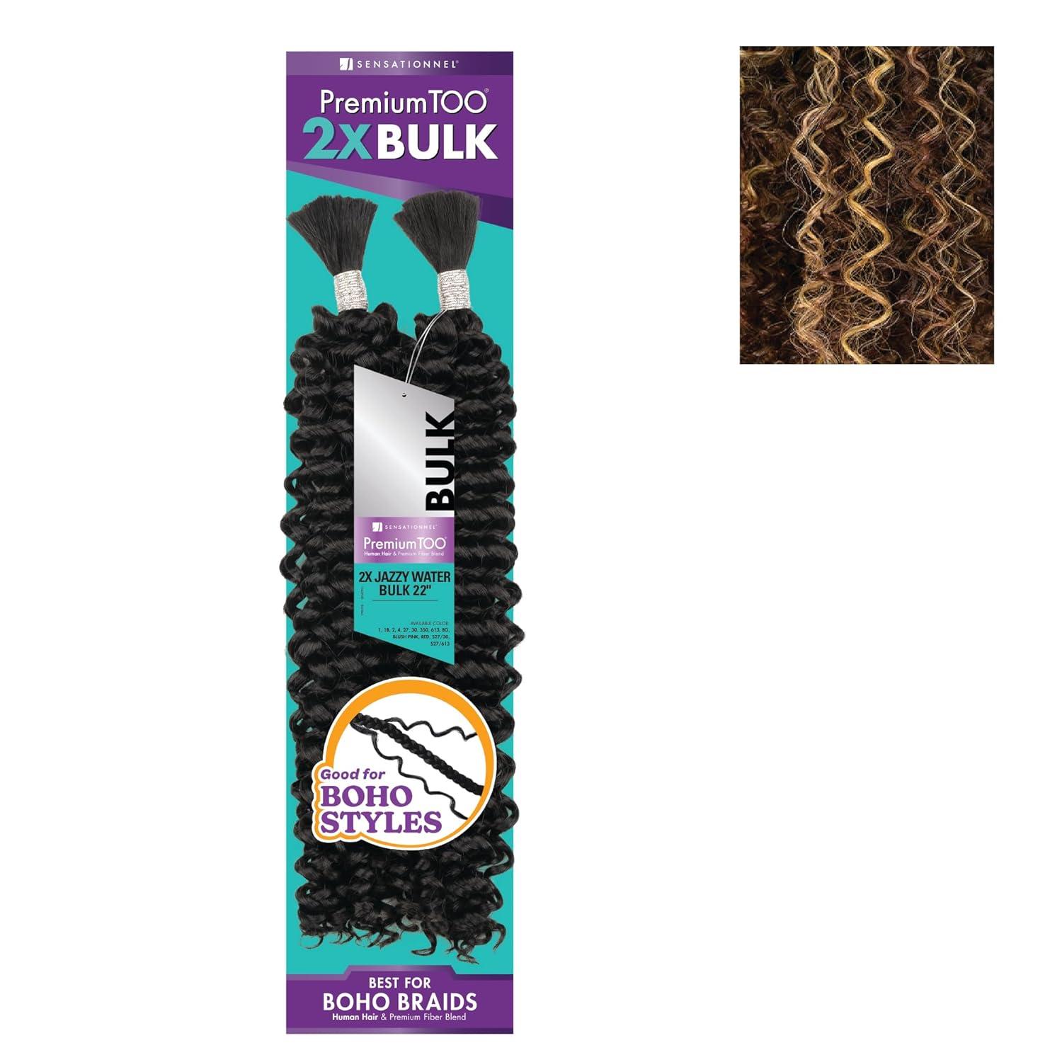 imageSensationnel PremToo Bulk Weaving 2X Jazzy Water Human Hair Blend for Boho Knotless Box or Curly Loose Wave Styles 1 Pack 14 inch 1 JETBLACKS430613