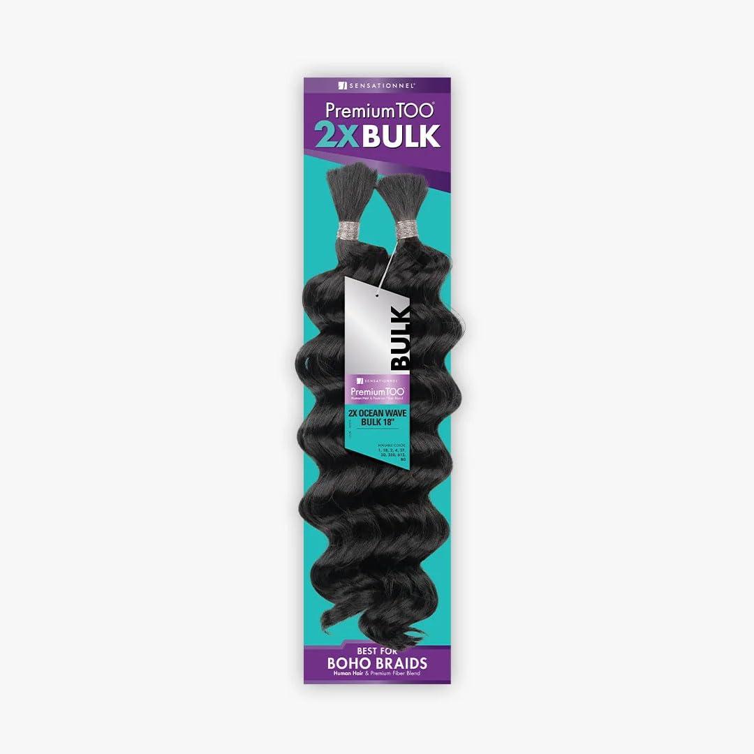 imageSensationnel PremToo Bulk Weaving 2X Ocean Wave Human Hair Blend for Boho Knotless Box or Curly Loose Wave Styles 1 Pack 14 inch 1 JETBLACK27 HONEYBLONDE