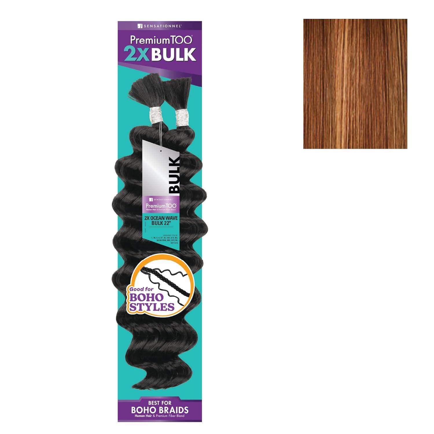 imageSensationnel PremToo Bulk Weaving 2X Ocean Wave Human Hair Blend for Boho Knotless Box or Curly Loose Wave Styles 1 Pack 14 inch 1 JETBLACKS2730