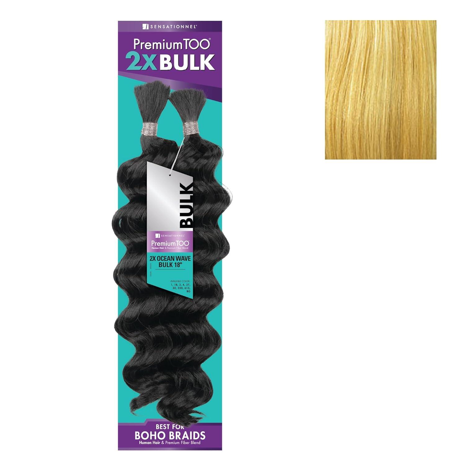 imageSensationnel PremToo Bulk Weaving 2X Ocean Wave Human Hair Blend for Boho Knotless Box or Curly Loose Wave Styles 1 Pack 14 inch 1 JETBLACKS27613