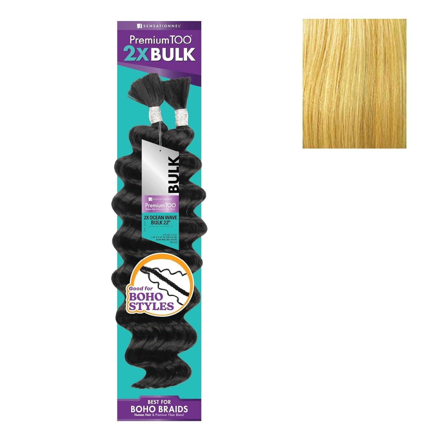 imageSensationnel PremToo Bulk Weaving 2X Ocean Wave Human Hair Blend for Boho Knotless Box or Curly Loose Wave Styles 1 Pack 14 inch 1 JETBLACKS27613