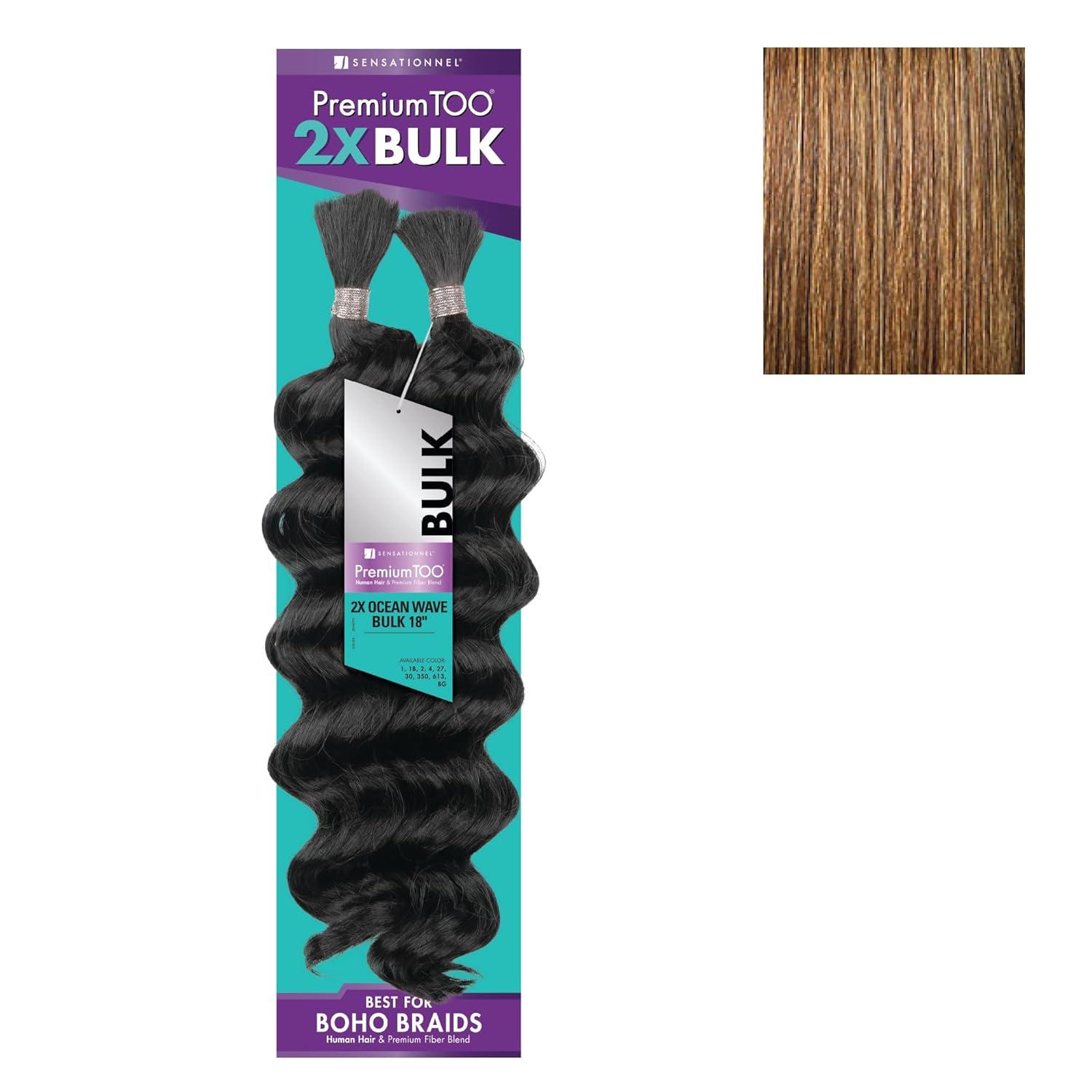 imageSensationnel PremToo Bulk Weaving 2X Ocean Wave Human Hair Blend for Boho Knotless Box or Curly Loose Wave Styles 1 Pack 14 inch 1 JETBLACKS427